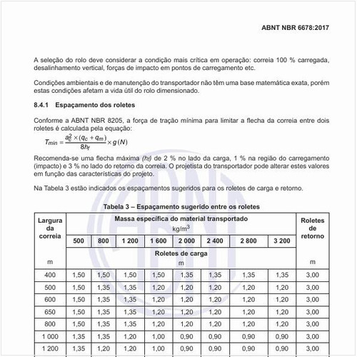 Qual o espaçamento sugerido entre os roletes?