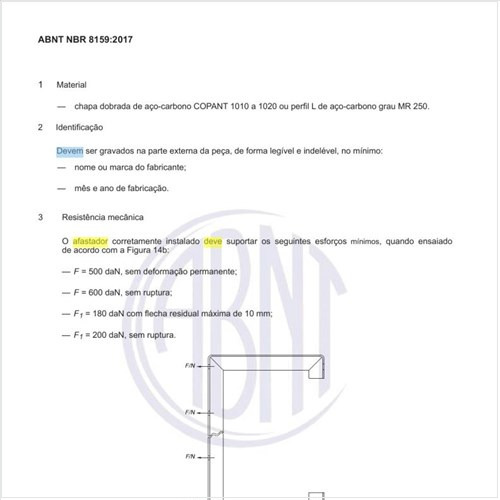 Como deve ser fabricado o afastador de armação secundária?