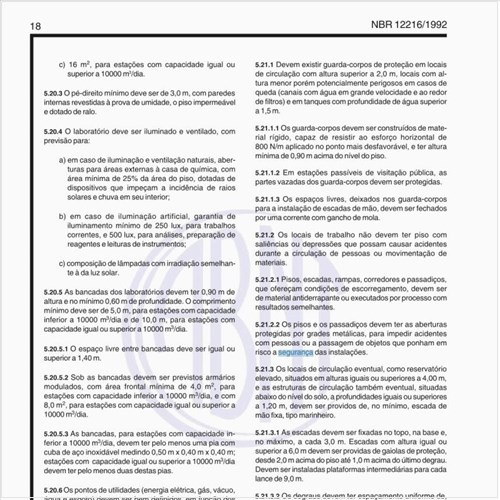 Quais as medidas de segurança em uma ETA?