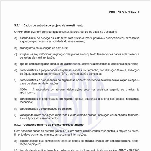 Qual o conteúdo mínimo do projeto de revestimento?