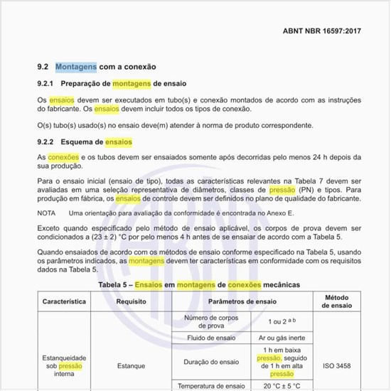 Quais são os ensaios em montagens de conexões mecânicas?