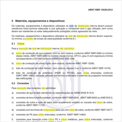 Quais os tubos são admitidos para a execução da rede de distribuição interna?