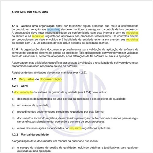 Quais os requisitos de documentação para a gestão?