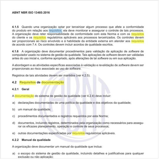 Quais os requisitos de documentação para a gestão?