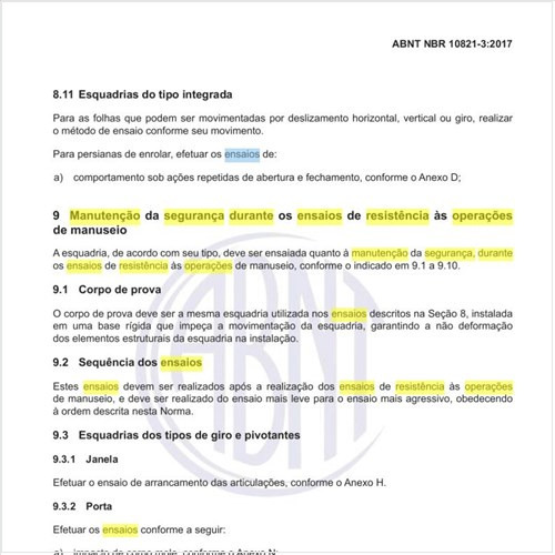 Como executar a manutenção da segurança durante os ensaios de resistência às operações de manuseio?