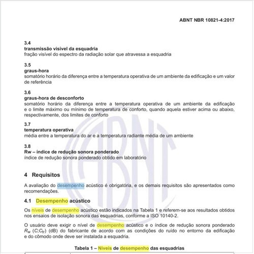 Quais os níveis de desempenho das esquadrias?
