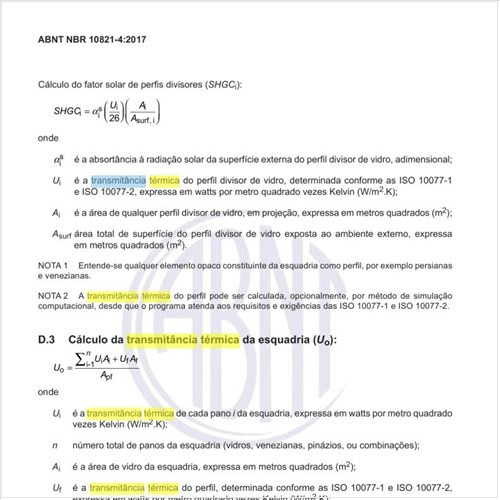 Como calcular a transmitância térmica da esquadria?