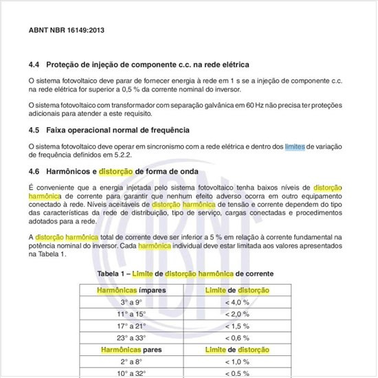 Qual o limite de distorção harmônica de corrente?