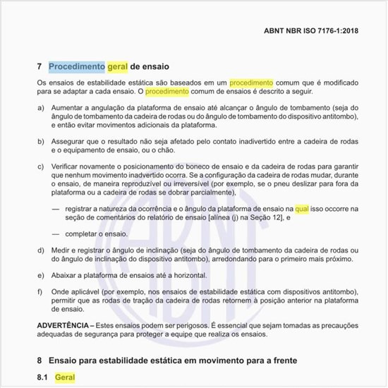 Qual é o procedimento geral de ensaio?