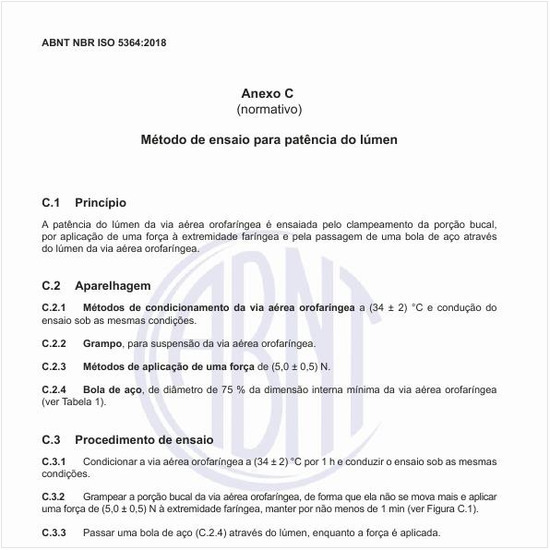 Qual é o método de ensaio para patência do lúmen?