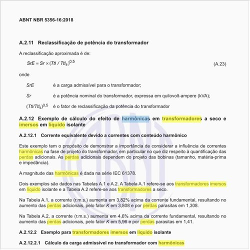 Qual é o impacto de harmônicas nas perdas de transformadores imersos em líquido isolante?