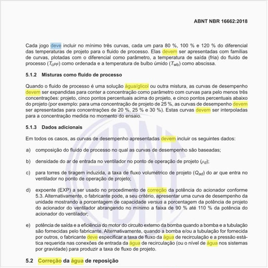 Como deve ser executada a correção da água de reposição?
