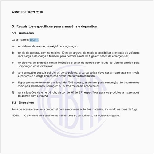 O que devem conter os armazéns?