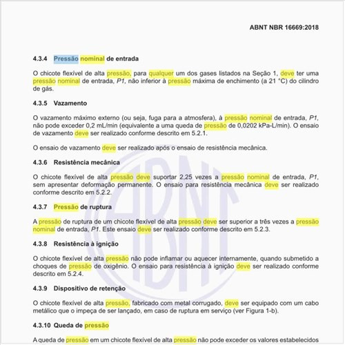 Qual deve ser a pressão nominal de entrada?