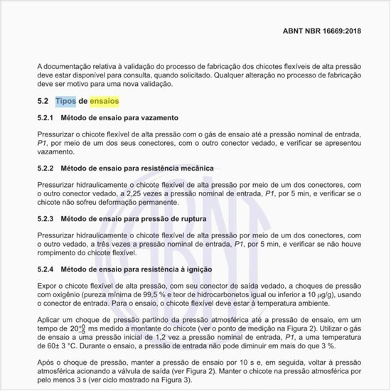 Quais os tipos de ensaios a serem realizados nos chicotes?