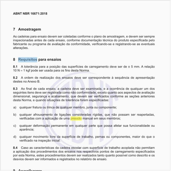 Quais são os requisitos para ensaios?