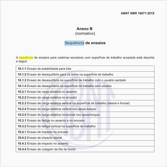 Qual deve ser a sequência de ensaios?