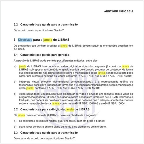 Quais as diretrizes para a janela de LIBRAS?
