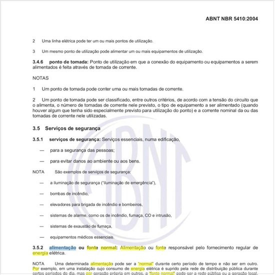 O que se entende por alimentação ou fonte normal de energia elétrica?