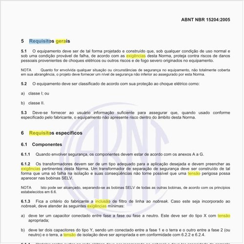 Quais são os requisitos gerais para os equipamentos?