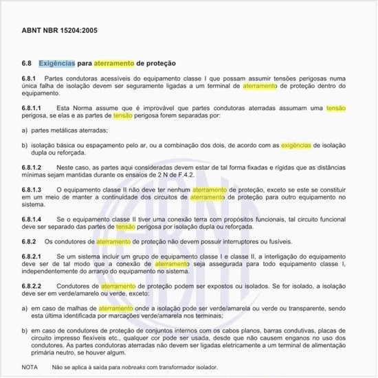 Quais são as exigências para aterramento de proteção?