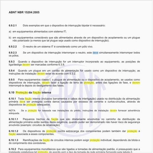 Como deve ser feita a proteção da fiação interna?