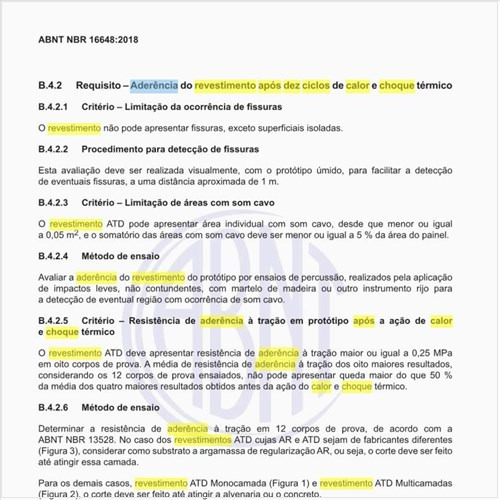 Qual a aderência do revestimento após dez ciclos de calor e choque térmico?