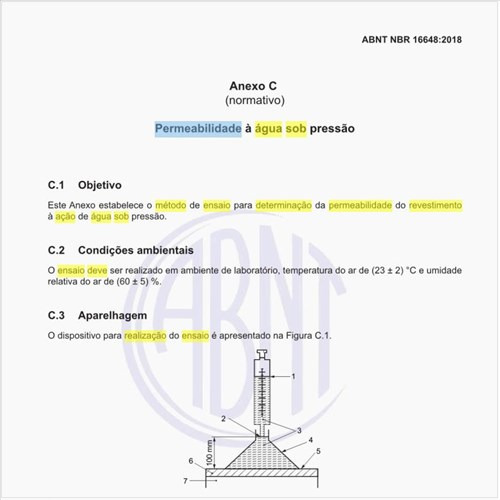Qual deve ser o método de ensaio para determinação da permeabilidade do revestimento à ação de água sob pressão?
