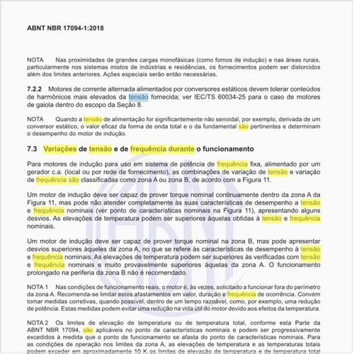 Quais são as variações de tensão e de frequência durante o funcionamento?