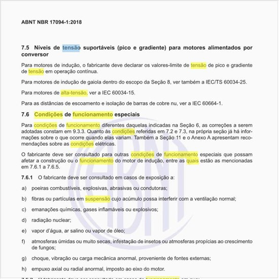 Quais são as condições de funcionamento especiais?