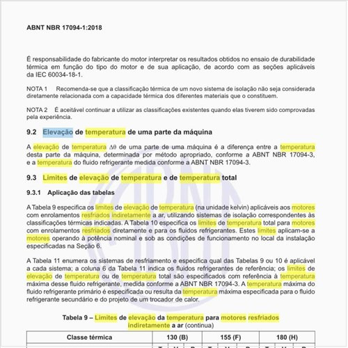 Quais os limites de elevação da temperatura para motores resfriados indiretamente a ar?