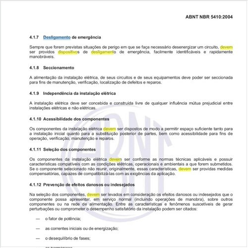 Quando devem em geral ser previstos dispositivos de desligamento de emergência?