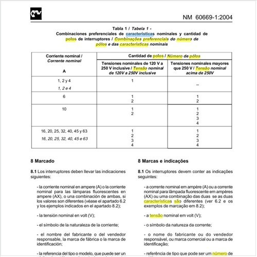 Quais são as combinações preferenciais do número de polos e das características nominais?
