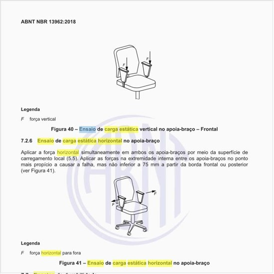 Como realizar o ensaio de carga estática horizontal no apoia-braço?
