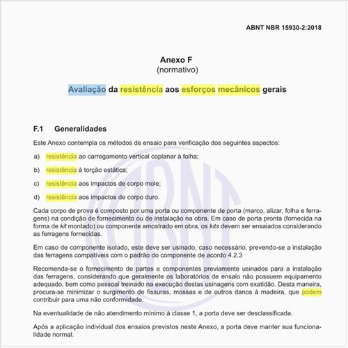 Como pode ser feita a avaliação da resistência aos esforços mecânicos gerais?