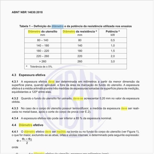 Como deve ser medido o diâmetro efetivo?