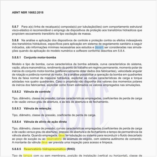 O que deve constar no reservatório hidropneumático (RHO)?