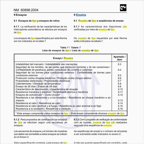 Quais são os ensaios de tipo requeridos?