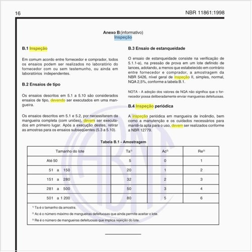 Como deve ser feita a inspeção nas mangueiras?