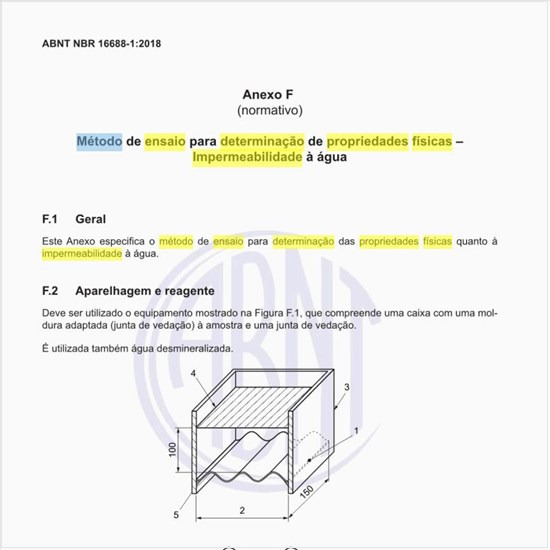 Qual o método de ensaio para determinação de propriedades físicas – impermeabilidade à água?