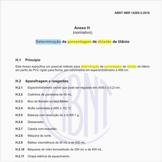 Como deve ser feita a determinação da porcentagem de dióxido de titânio?