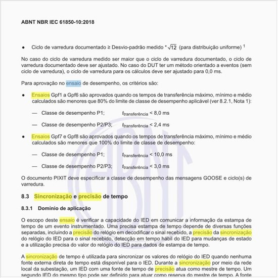 Qual é o esquema para ensaio de sincronização e precisão de tempo?