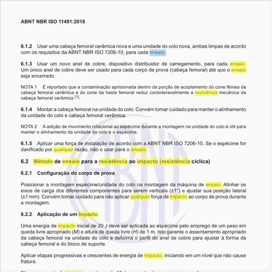 Qual o método de ensaio para a resistência ao impacto (resistência cíclica)?
