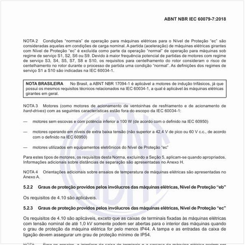 Quais os graus de proteção providos pelos invólucros das máquinas elétricas, Nível de Proteção “ec”?