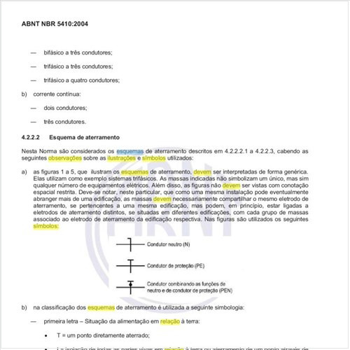 Quais observações devem ser feitas em relação às ilustrações e símbolos usados para os esquemas de aterramento?