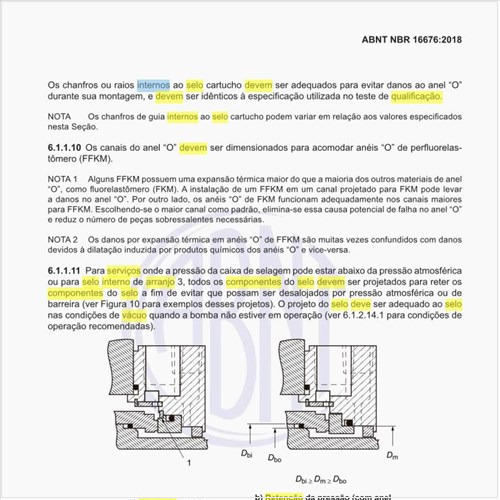 Qual deve ser a retenção de componentes do selo em serviços de vácuo e selo interno de arranjo 3?
