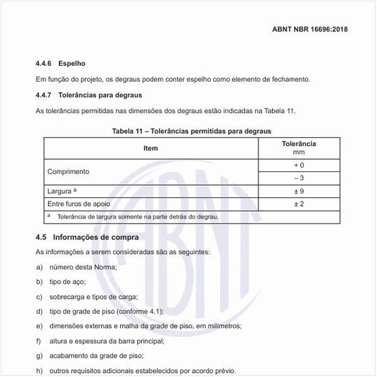 Quais as tolerâncias permitidas para degraus?