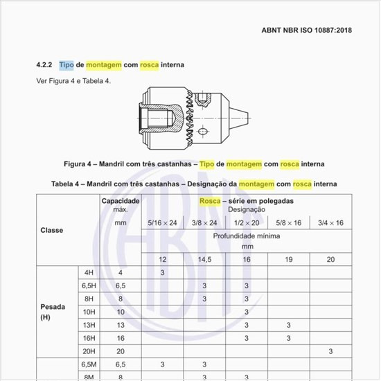 Como deve ser feito o tipo de montagem com rosca interna?