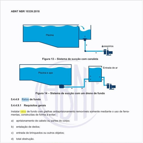 Quais os parâmetros para os ralos de fundo?