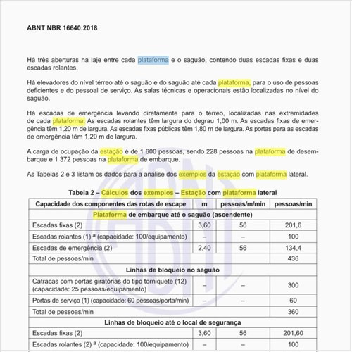 Quais os cálculos dos exemplos com estação com plataforma lateral?